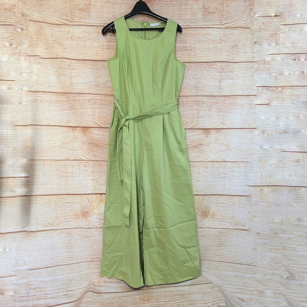 New‎ York & Company Green Sleeveless Belt Pocket Wide Leg Jumpsuit Sz XS